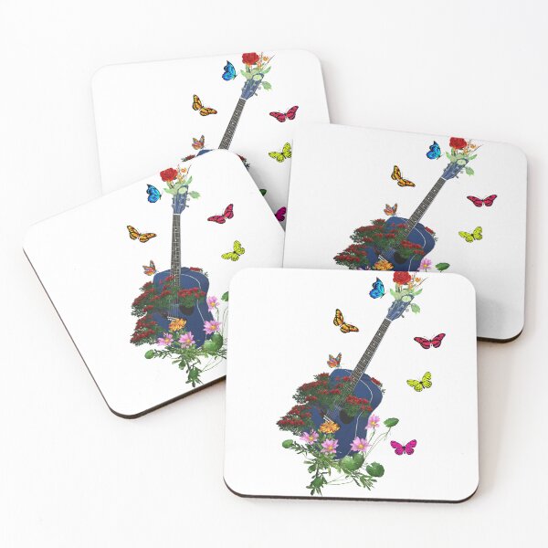 Item preview, Blue Nature Guitar & Countryside Flowers with Butterflies designed and sold by captainpeter.