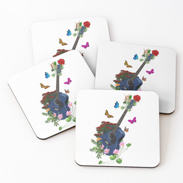 Item preview, Blue Nature Guitar & Countryside Flowers with Butterflies designed and sold by captainpeter.