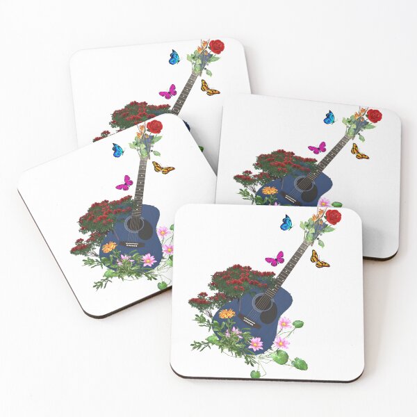 Item preview, Blue Nature Guitar & Countryside Flowers with Butterflies designed and sold by captainpeter.
