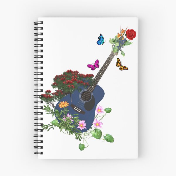 Item preview, Blue Nature Guitar & Countryside Flowers with Butterflies designed and sold by captainpeter.