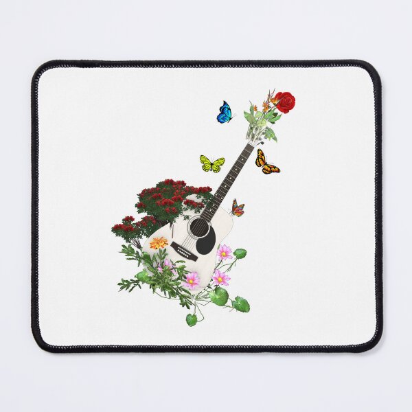 Item preview, White Nature Guitar & Countryside Flowers with Butterflies designed and sold by captainpeter.