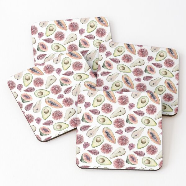 Item preview, Watercolor fig, avocado, papaya, pear print summer illustration designed and sold by tiana-geo.