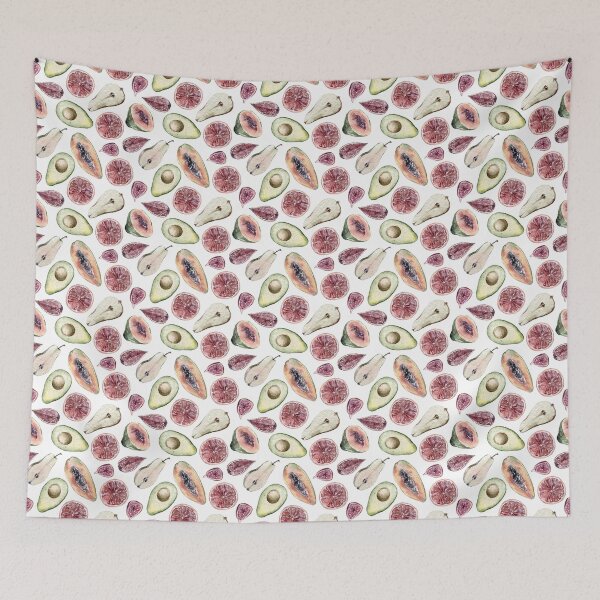 Item preview, Watercolor fig, avocado, papaya, pear print summer illustration designed and sold by tiana-geo.
