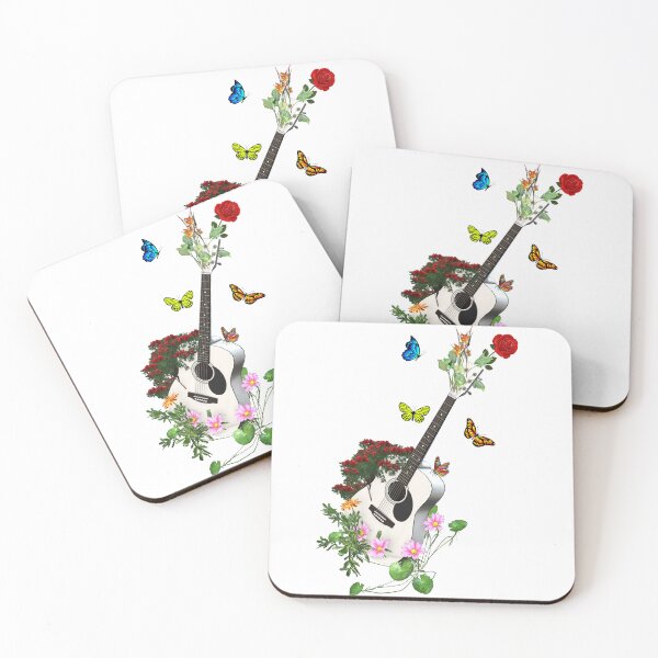 Item preview, White Nature Guitar & Countryside Flowers with Butterflies designed and sold by captainpeter.