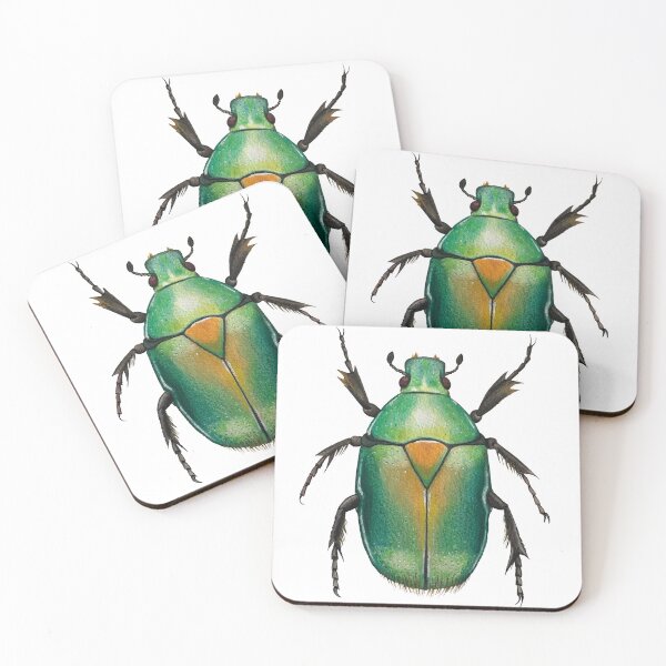 Item preview, Colorful green beetle, realistic bug, shimmering colors, beautiful insect designed and sold by Rebekka Schönefuß.