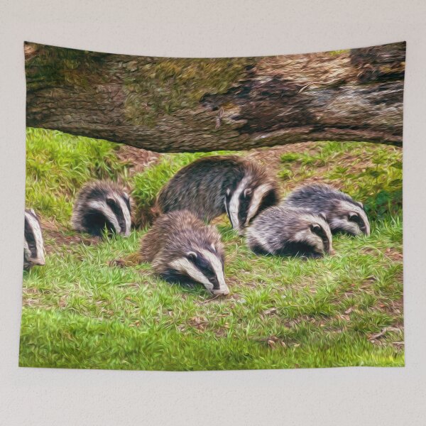 Item preview, Group of Badgers in nature designed and sold by friendlyfauna.