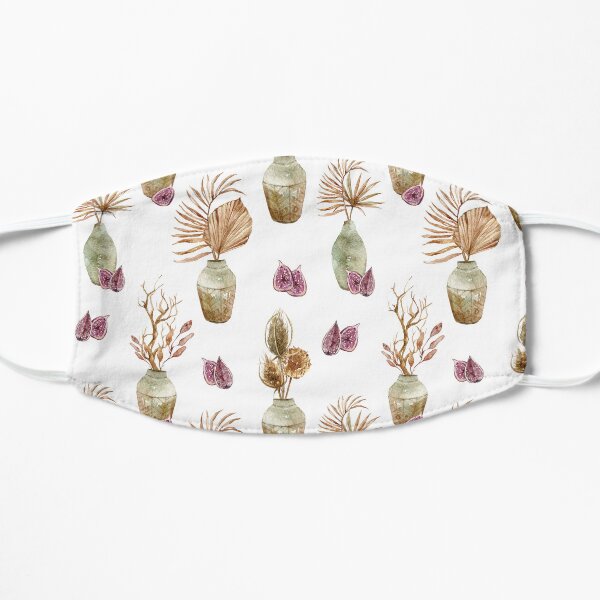 Watercolor boho potted palm leaves bouquet illustration Flat Mask