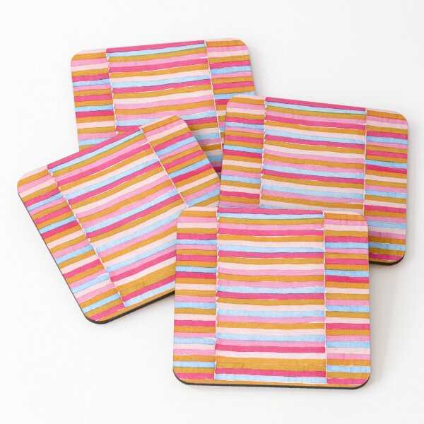 Item preview, Multicolored horizontal Stripes Patchwork pattern - colorful watercolor stripes designed and sold by patterncrow.