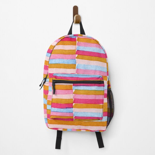 Item preview, Multicolored horizontal Stripes Patchwork pattern - colorful watercolor stripes designed and sold by patterncrow.