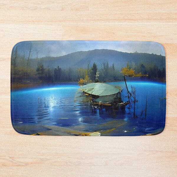 Item preview, AI Generated Art, Blue Grunge Lake oil painting designed and sold by ACC .