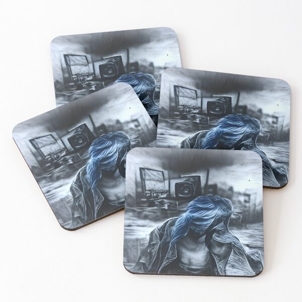 Item preview, AI Generated Art, Blue Grunge Aesthetic Charcoal Drawing designed and sold by ACC .