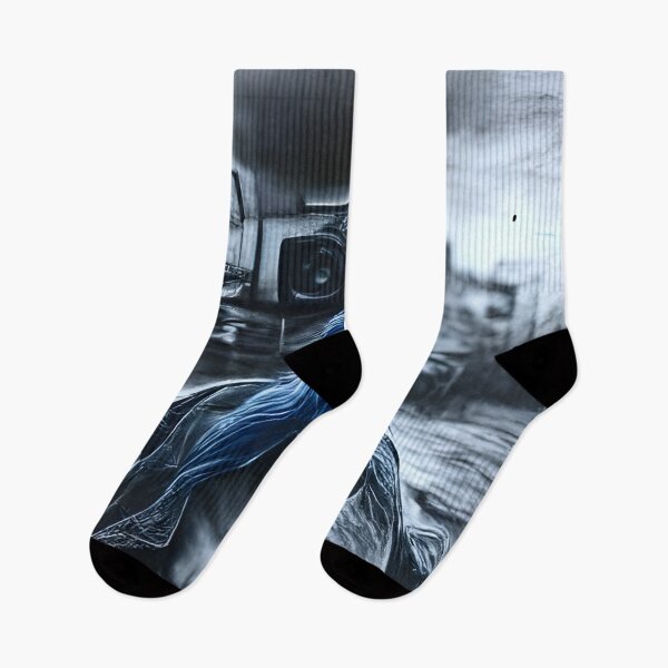 Item preview, AI Generated Art, Blue Grunge Aesthetic Charcoal Drawing designed and sold by ACC .