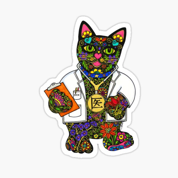 Nurse Lucky Black Cat Sticker