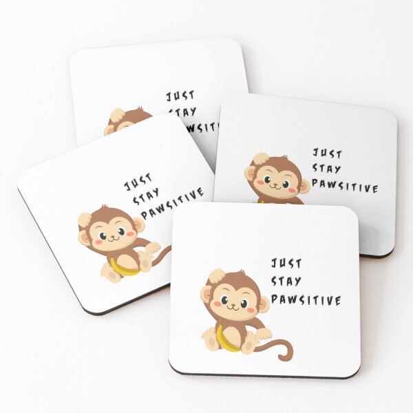 Item preview, Just Stay Pawsitive funny monkey holding a banana designed and sold by marianna cotaru.