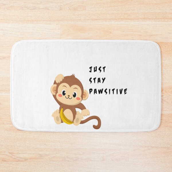 Item preview, Just Stay Pawsitive funny monkey holding a banana designed and sold by marianna cotaru.