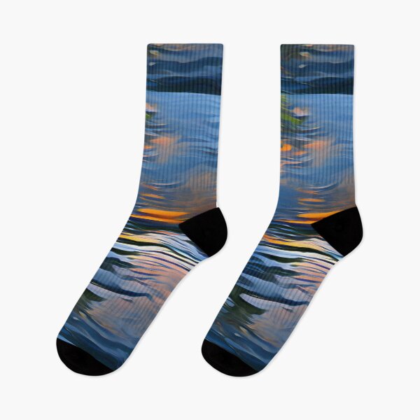 Item preview, Still Evening Water digital illustration simulating painting. Beautiful sunset in the lake. Reflection in water. designed and sold by siwabudda.