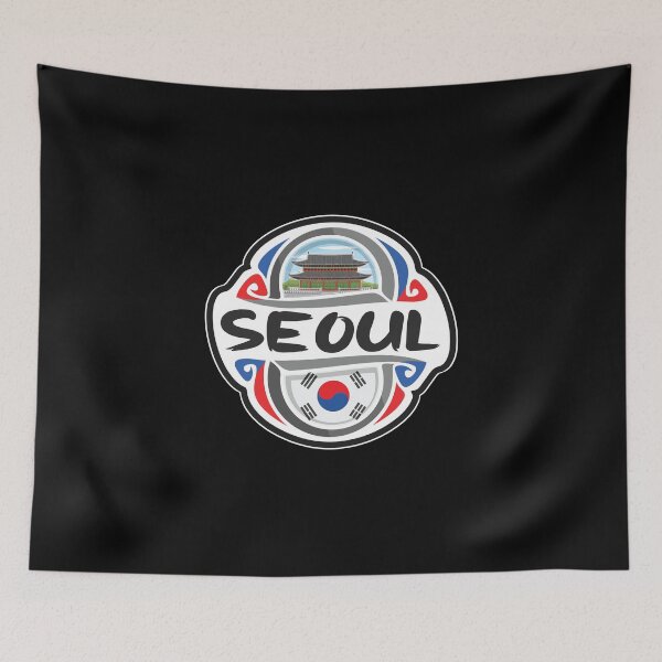 Aperçu de l'œuvre Seoul South Korea Flag Badge Travel Souvenir Stamp créée et vendue par TeeHome.