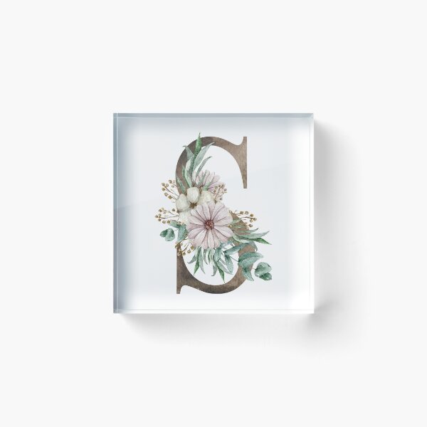 Item preview, Watercolor floral S wedding monogram letter print designed and sold by tiana-geo.