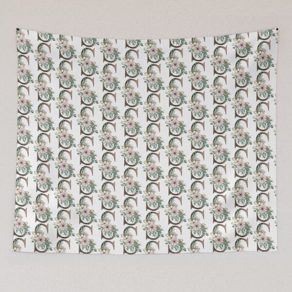 Item preview, Watercolor floral S wedding monogram letter print designed and sold by tiana-geo.