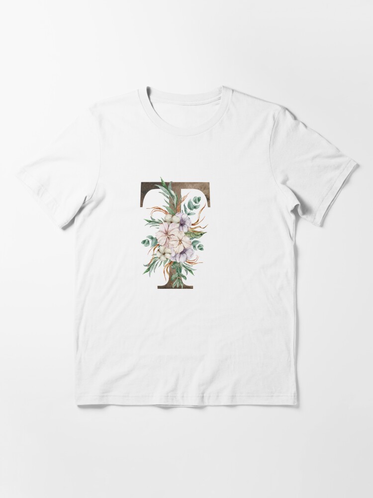 monogram tshirt, tropical wreath initial monogram unisex or vneck