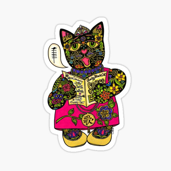 Diva Lucky Black Cat Sticker