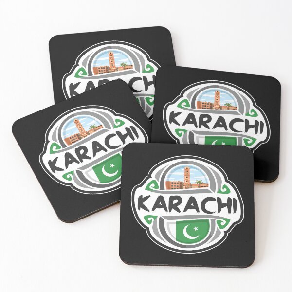 Artikelvorschau, Karachi Pakistan Flag Badge Travel Souvenir Stamp entworfen und verkauft von TeeHome.