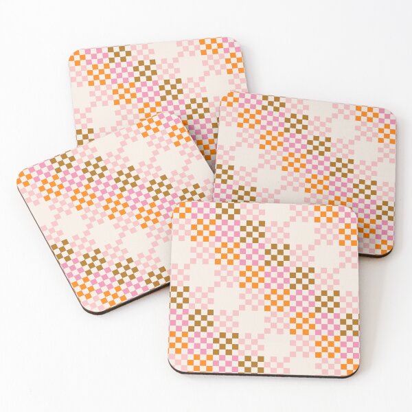 Item preview, Pink + Tan + Orange Chequered Pattern designed and sold by cadinera.