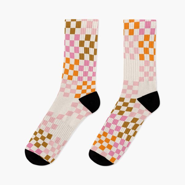 Item preview, Pink + Tan + Orange Chequered Pattern designed and sold by cadinera.