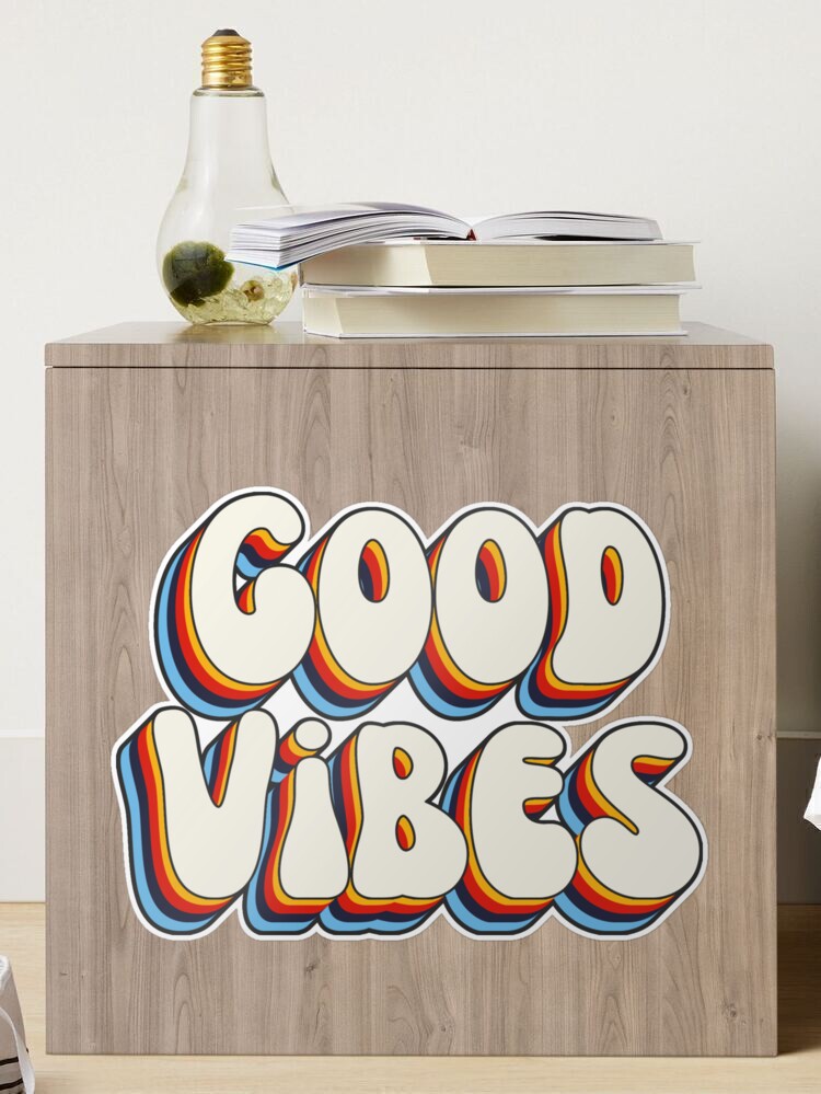 Good Vibes 3D Extruded Bold Text Colorful Retro Script Typography Sticker  for Sale by Cawaiico