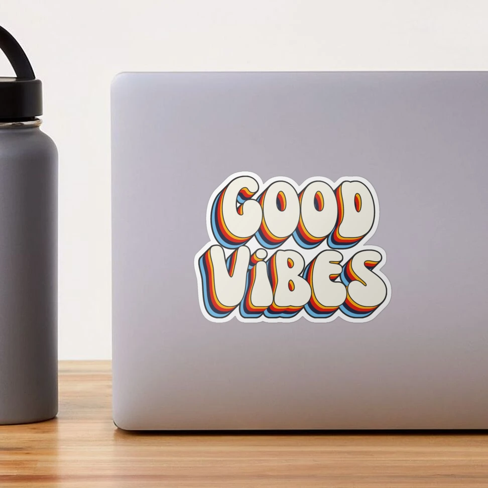Good Vibes 3D Extruded Bold Text Colorful Retro Script Typography Sticker  for Sale by Cawaiico