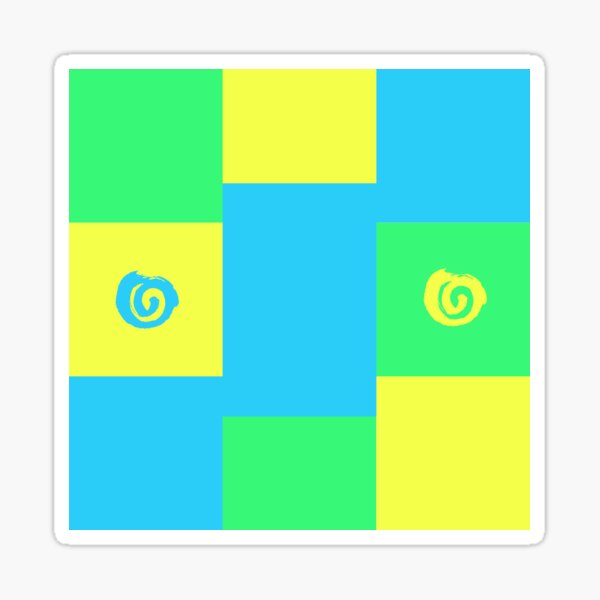 Vibrant Blue Green Yellow Geometric Spirals Swirls Repeat Pattern Sticker