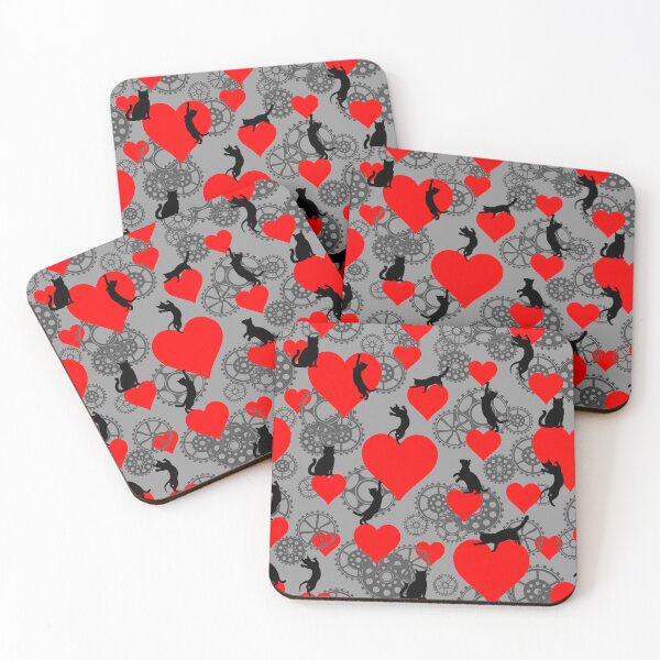 Item preview, steampunk with red hearths and black cats  designed and sold by FVO-italydesign.