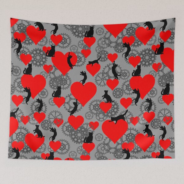 Item preview, steampunk with red hearths and black cats  designed and sold by FVO-italydesign.