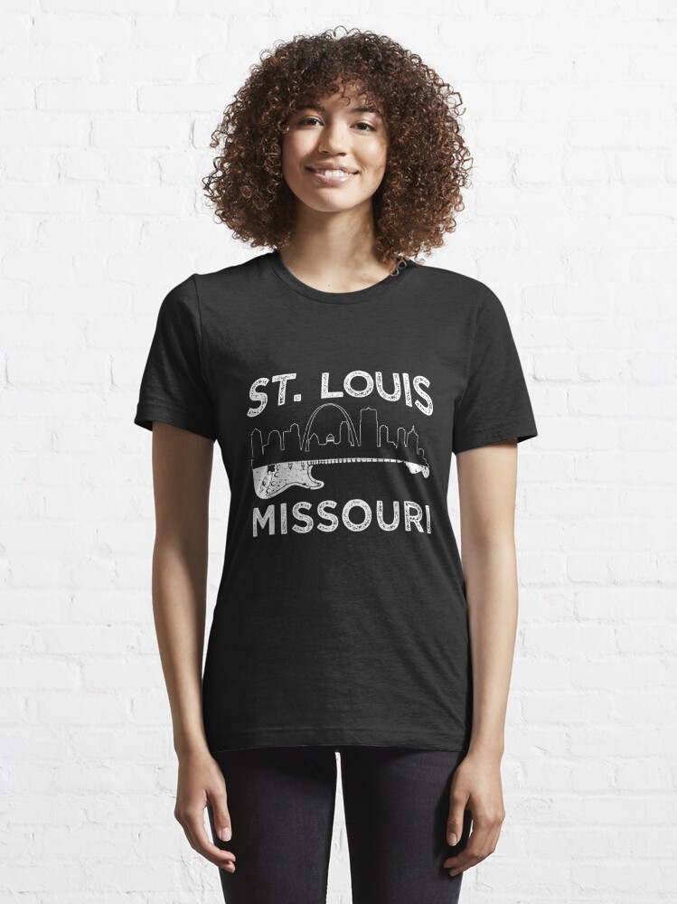 Vintage St. Louis Missouri Cityscape Retro Red Graphic T-Shirt, Women's, Size: XL, White