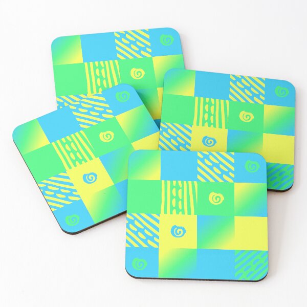 Item preview, Vivid Blue Lemon Yellow Green Spirals Lines Geometric Pattern designed and sold by Tezoodle Art.