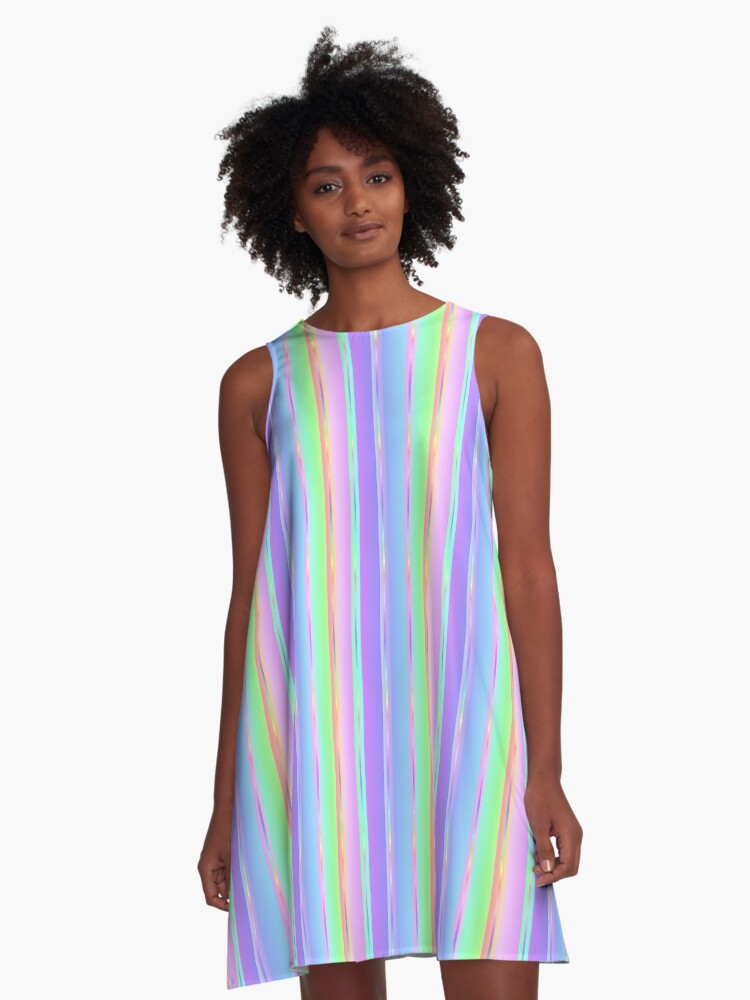 Pastel colors striped pastel colored A-Line Dress