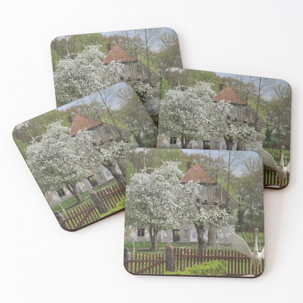 Item preview, The Gardener's Cottage Photo Spring Apple Blossums in Europe with Bird Sculpture designed and sold by DappleDesign.