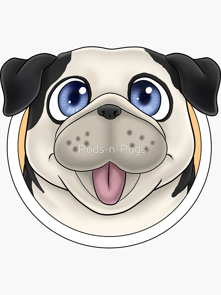 "Pug Pals (Pied V1)" Sticker for Sale by PodsnPugs Redbubble