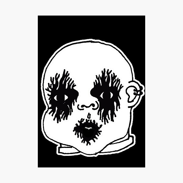 Item preview, baby doll head with corpse paint designed and sold by spitbone.