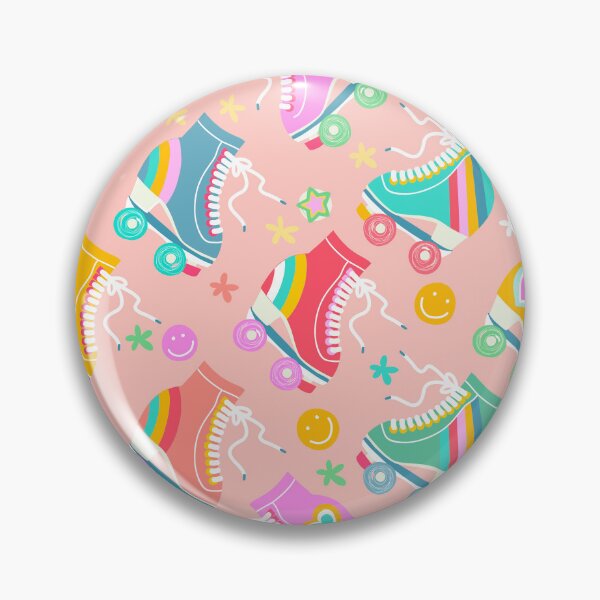 Item preview, Retro Rainbow Roller Skates Pattern with smileys 1. Colourful Pink designed and sold by Dominiquevari.