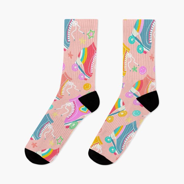 Item preview, Retro Rainbow Roller Skates Pattern with smileys 1. Colourful Pink designed and sold by Dominiquevari.