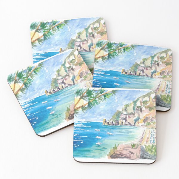 Item preview, Cetara Amalfi Coast Zen with Turquoise Sea and Boats designed and sold by artshop77.