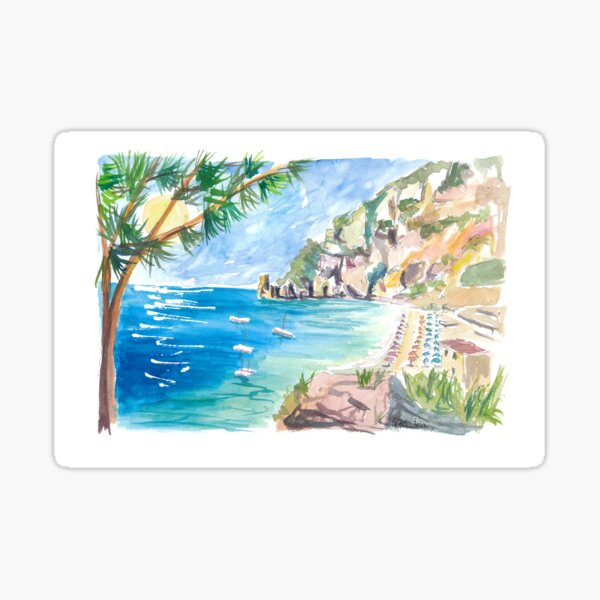 Item preview, Cetara Amalfi Coast Zen with Turquoise Sea and Boats designed and sold by artshop77.