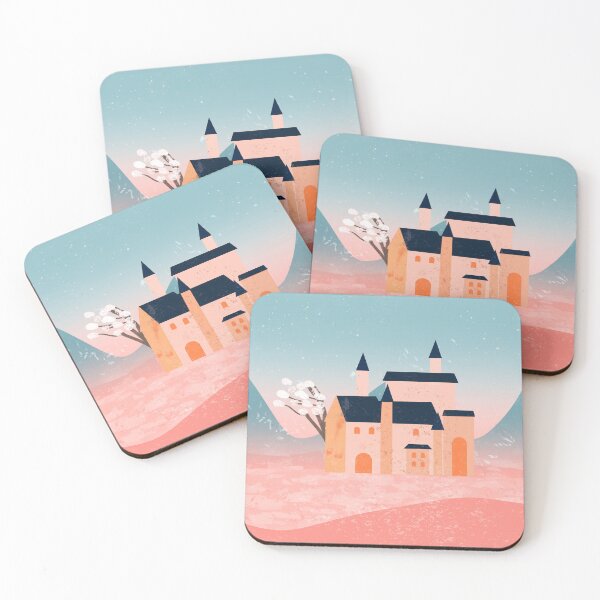 Item preview, Watercolor Painting, Pink and Blue Vintage Design designed and sold by MsLuciaStore.