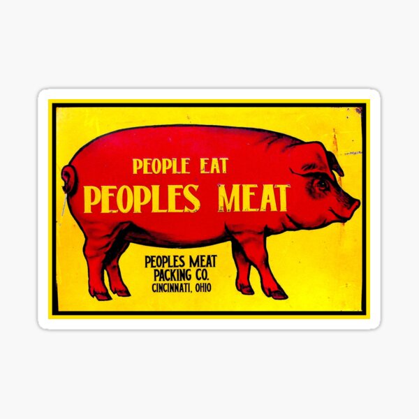 Item preview, PEOPLES MEAT: Vintage Abattoir Advertising Print designed and sold by posterbobs.