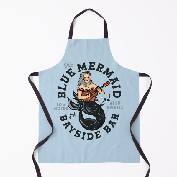 Item preview, The Blue Mermaid Bayside Bar: Vintage Pin-up Girl Playing Guitar Travel Art designed and sold by The Whiskey Ginger Design Shop.