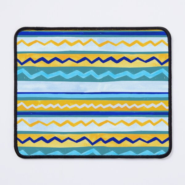 Item preview, Gouache Stripe & Ricrac Pattern - Blue & Yellow designed and sold by TigaTiga.