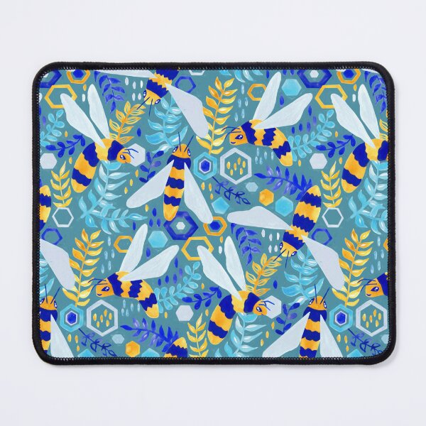 Item preview, Friendly Gouache Bees - Teal designed and sold by TigaTiga.