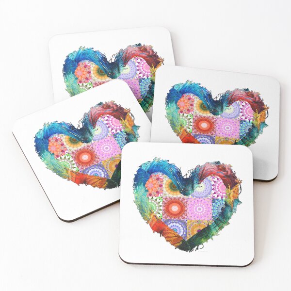 Item preview, Bright Colorful Heart Art Patchwork Mandala - Joy Love designed and sold by Sharon Cummings Art.