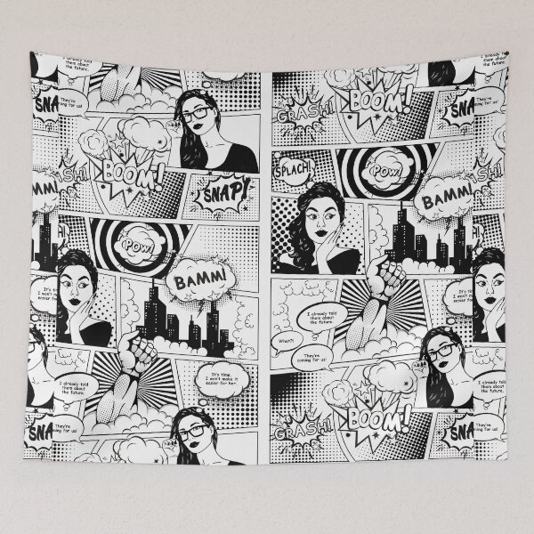 Item preview, Black and white pop art comic designed and sold by TheHotIgloo.